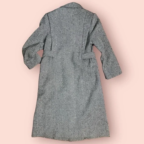 Vintage Alorna- Made in USA- Black and White Herringbone Double Breasted Coat - Picture 4 of 13